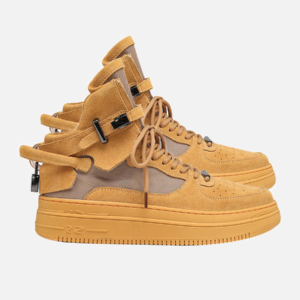 High Top Mocha Brown Suede and Mesh Sneaker